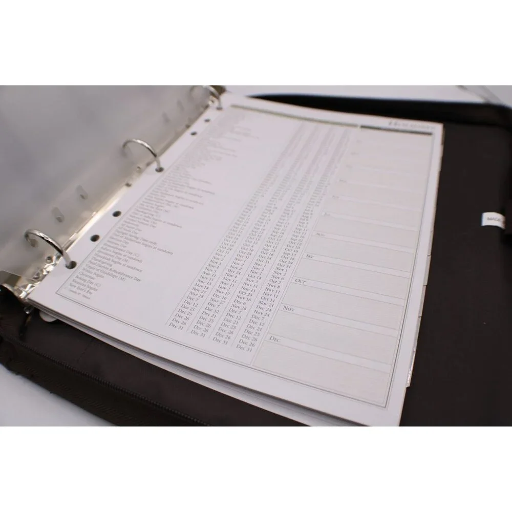 Day Runner Briefcase Planner Organizer Leather Canvas Zipper Handle Brown Green - Picture 8 of 14